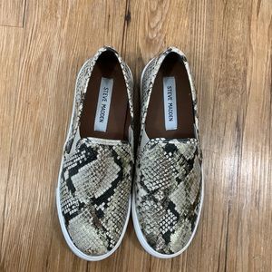 Brand new Steve Madden snake print slip on sneakers